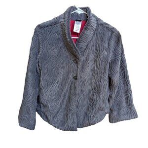 Patagonia Faux Fur Jacket Pelage Plush Embossed Fleece Grey Womens XS